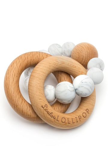 Loulou Lollipop - Bubble Silicone and Wood Teething Rattle Marble Pacifiers & Teethers