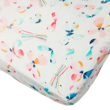 Loulou Lollipop - Fitted Muslin Crib Sheet Butterly Bedding
