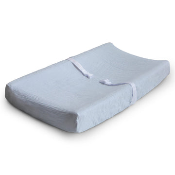 Mushie - Extra Soft Muslin Changing Pad Cover Baby Blue changing pad cover