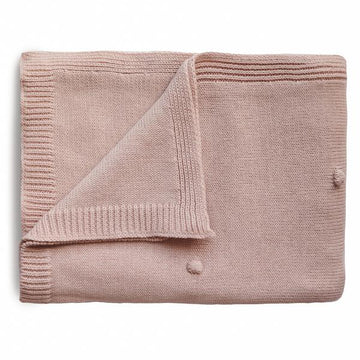 Mushie- Knitted Textured Dots Baby Blanket Blush Blankets