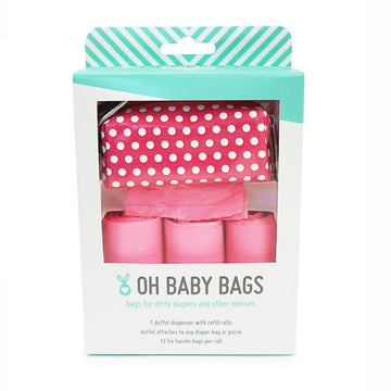 Oh Baby Bags - Duffel Dispenser Gift Box Pink Dots Diapering & Potty