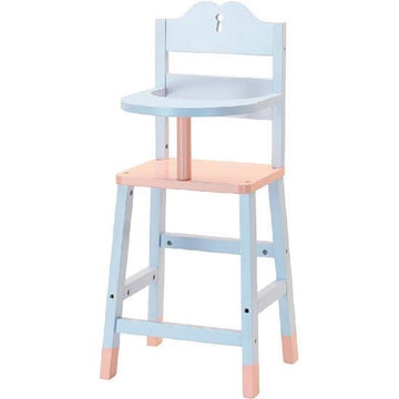 Petitcollin -Baby Blue Wooden High Chair for Doll Baby Activity Toys