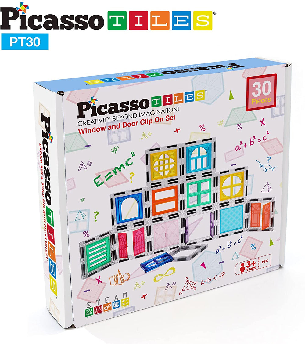 Picasso Tiles - 30 Piece Window and Door Clip On Magnetic Blocks