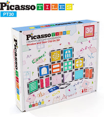 Picasso Tiles - 30 Piece Window and Door Clip On Magnetic Blocks