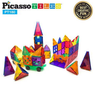 PicassoTiles - 180 pc Deluxe Combo Toy Set Puzzles