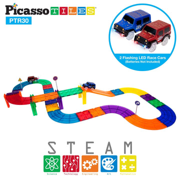 PicassoTiles - 30 Piece Racetrack Building Toys
