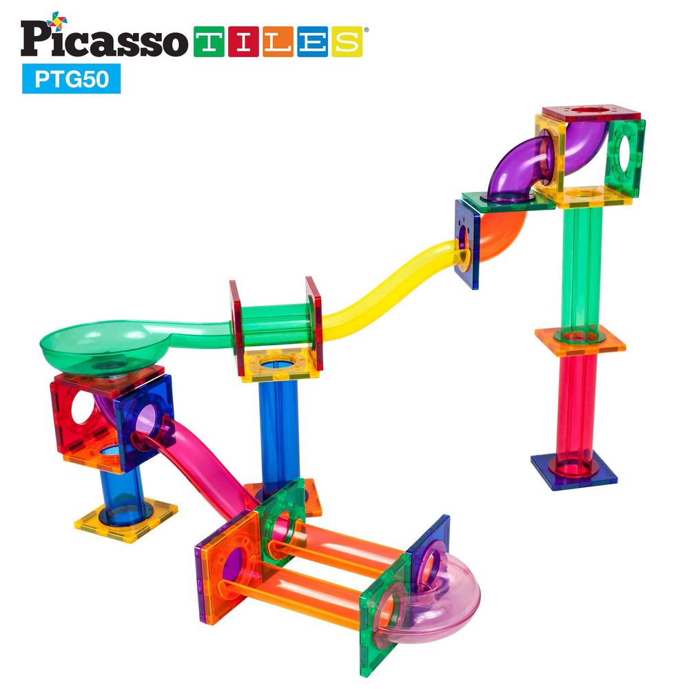 PicassoTiles - Marble Run Magnetic Building Block Set 50 pc