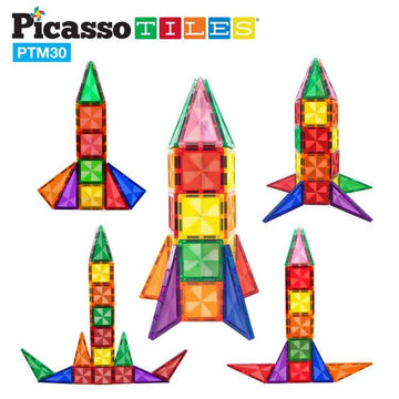 PicassoTiles- Mini Diamond 30 pc Rocket Set Puzzles