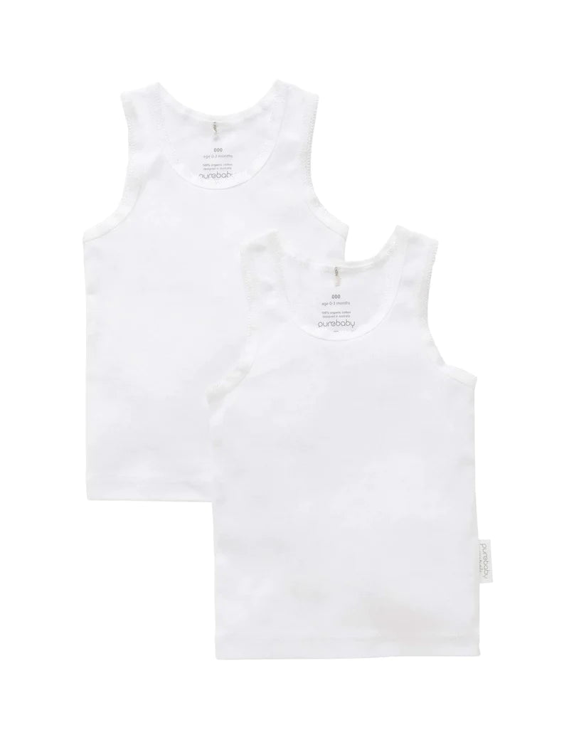Purebaby - Organic Cotton Ribbed Tank Top (2 Pack)