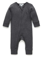 Purebaby - Organic Cotton Ribbed Zippered Romper