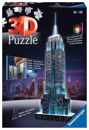 Ravensburger - 3D Empire State Building at Night 216 pc Puzzle Puzzles