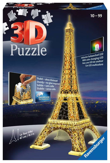 Ravensburger - Eiffel Tower by Night 216 pc 3D Puzzle Puzzles