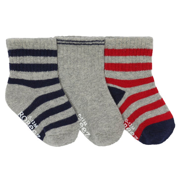 Robeez - Daily Dave Socks - Red/Grey/Black 3pk 0-6M Baby Clothing