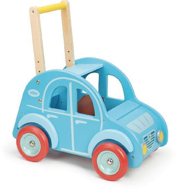 Vilac - Blue Ride On Wooden Walking Car Push & Pull Toys