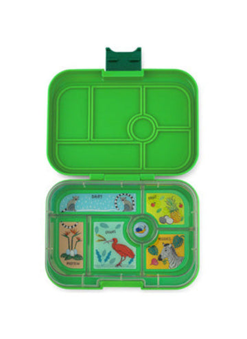 YUMBOX Original - 6 Compartment Bamboo Green with Jungle Tray Lunch Box