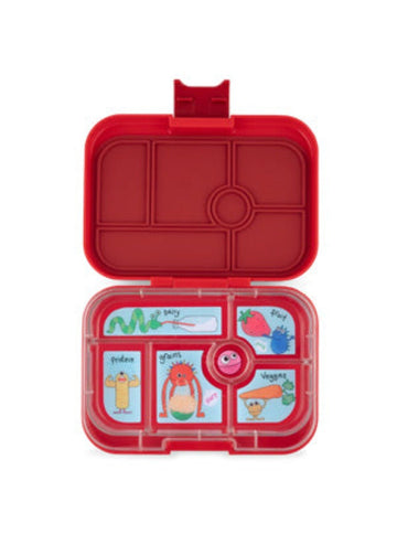 YUMBOX Original - 6 Compartment Wow Red with Funny Monsters Tray Lunch Box